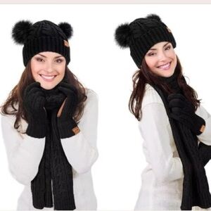 Winter Hat Scarf Glove Set for Women